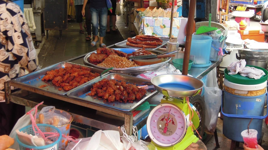 food spread out at a street side market