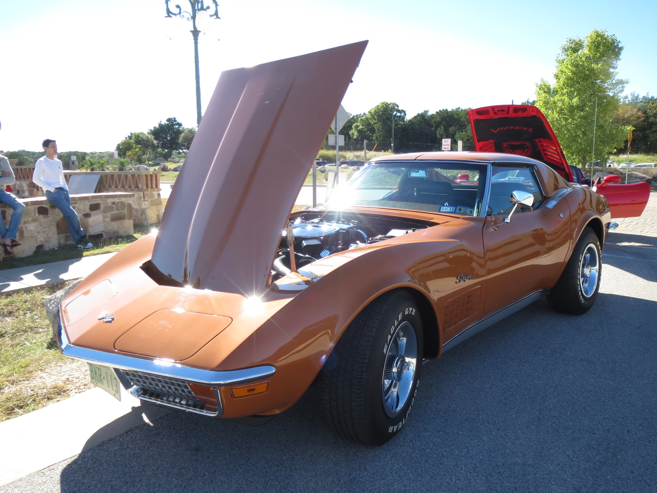 the front end of a car with its hood open