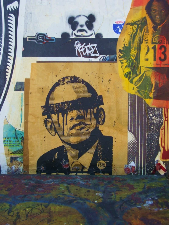 large grafitti print of a man on brown paper