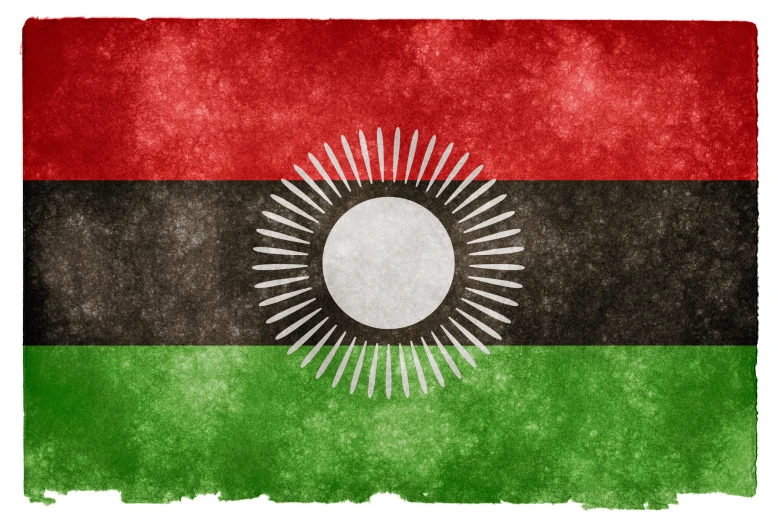 an artistic painting shows the flag of the country in red, green and black