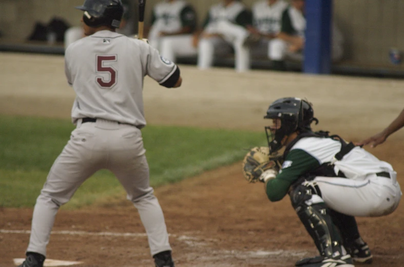 a baseball player holding a bat on a field