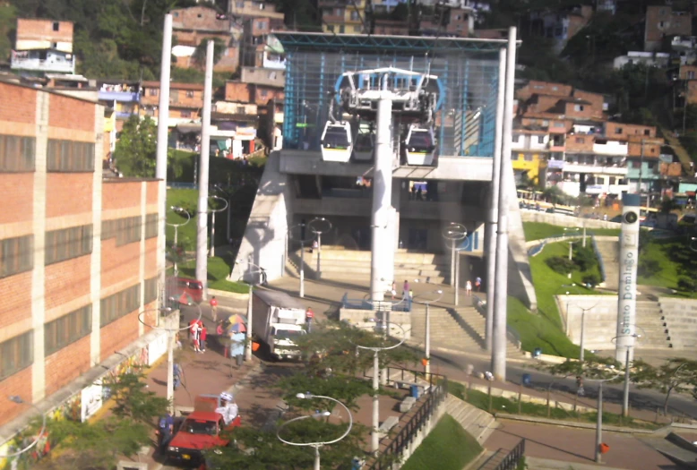 the amut park features multiple vehicles, an enormous wheel chair and many other rides