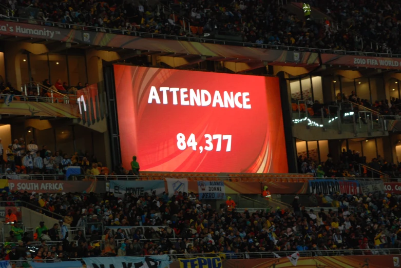 fans and sign at an arena with information