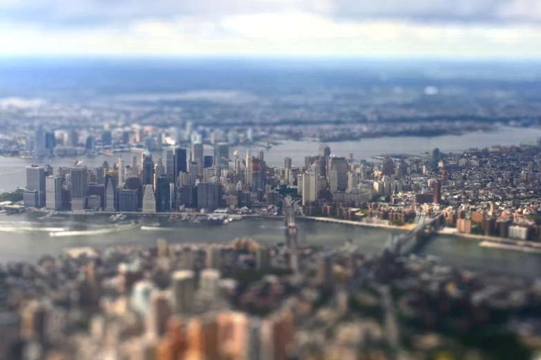 view of a city skyline from a plane