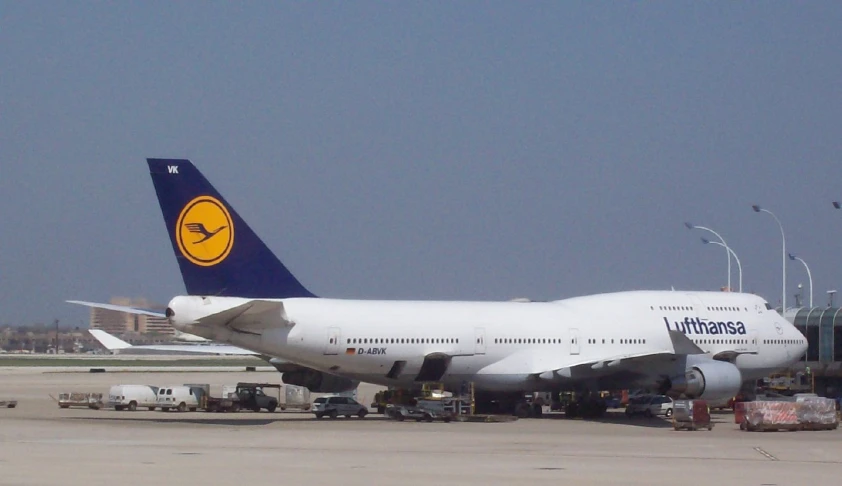 a large air plane parked at an airport