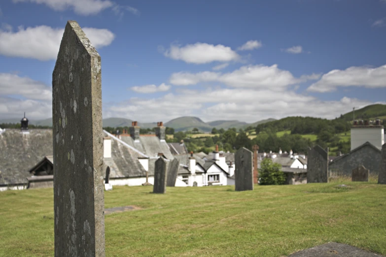 a graveyard with many graves in it