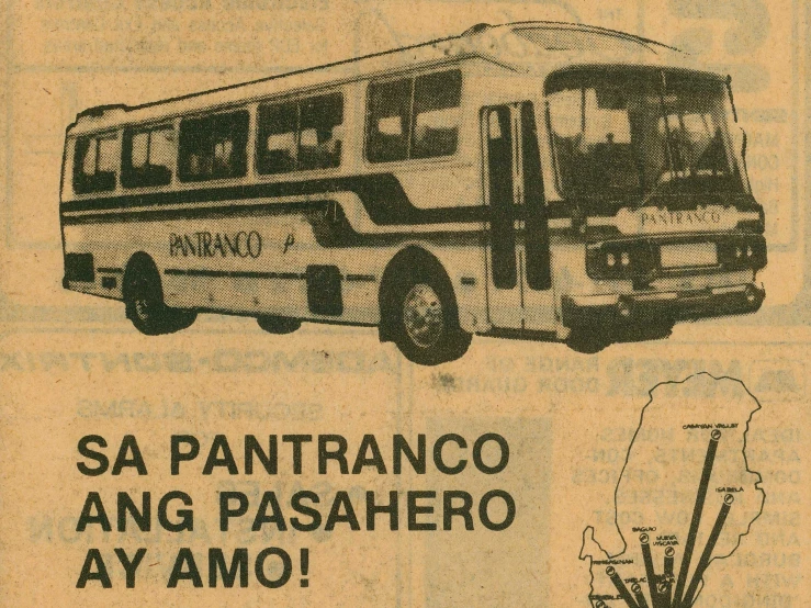 an advertit showing a bus as a transport