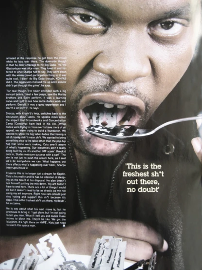 an advertit featuring a man eating from a plate