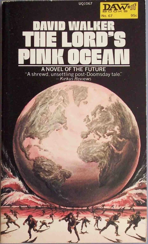 the cover of a novel showing the earth and two men running