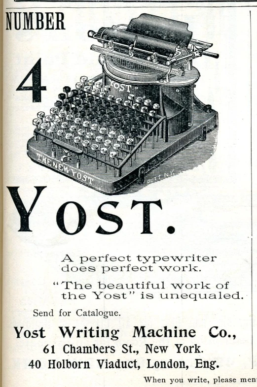 an old advertit for the yost machine company