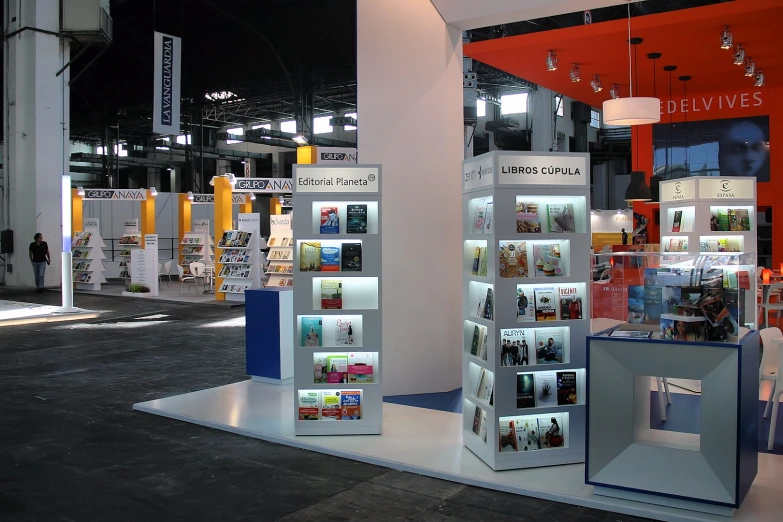 several display booths for books and pictures
