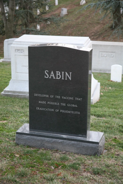 the gravestones of sabin and sabin in a cemetery