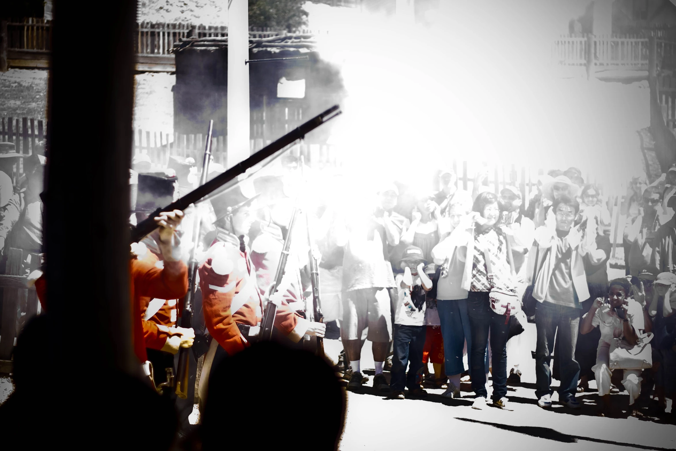 a group of people gathered outside during a protest