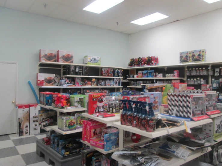 a view of a store from behind the counter