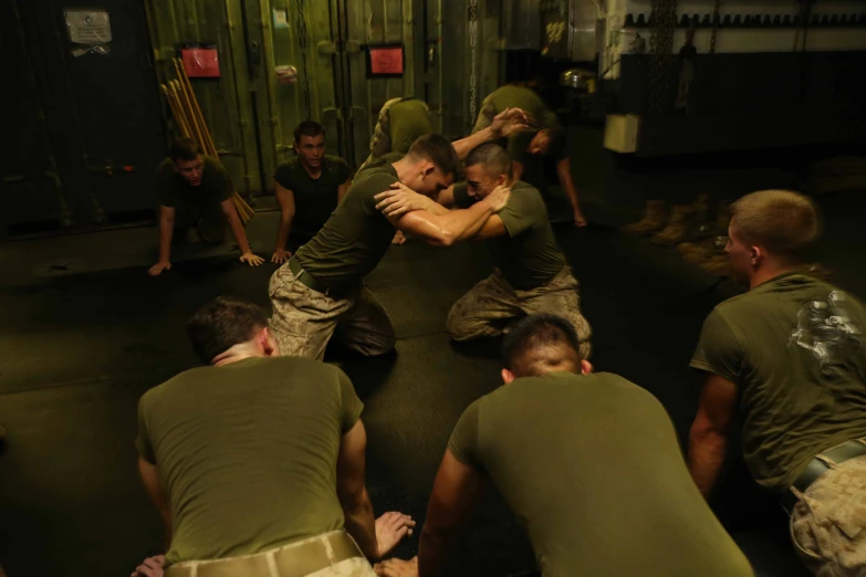 military soldiers congregate while in a tunnel