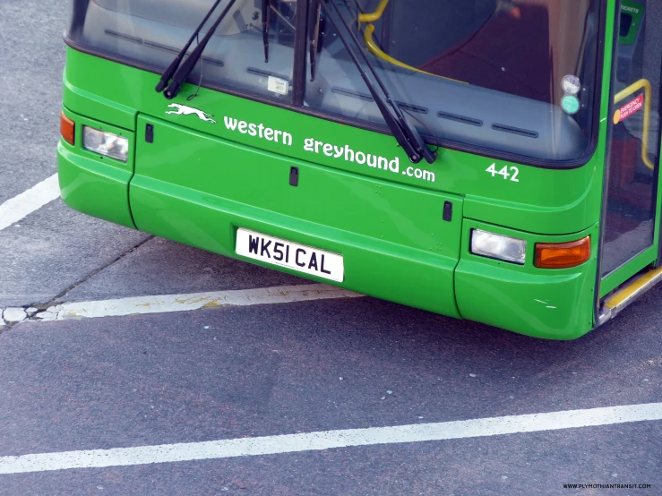 the front end of a passenger bus