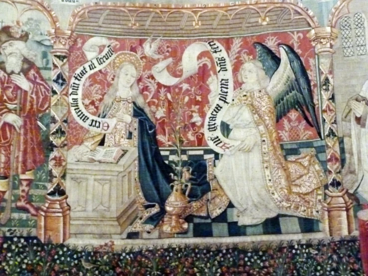 a mural in the church depicting saints and angels