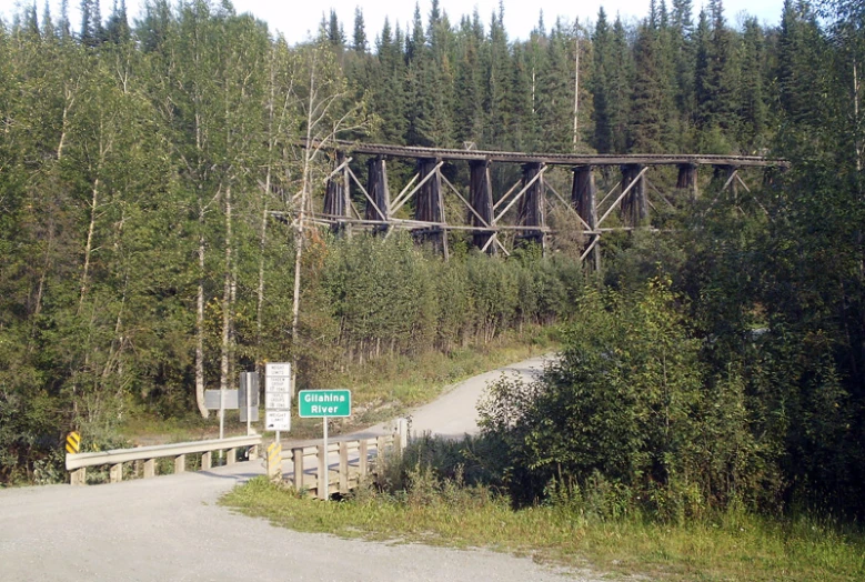 there is a very large old train bridge