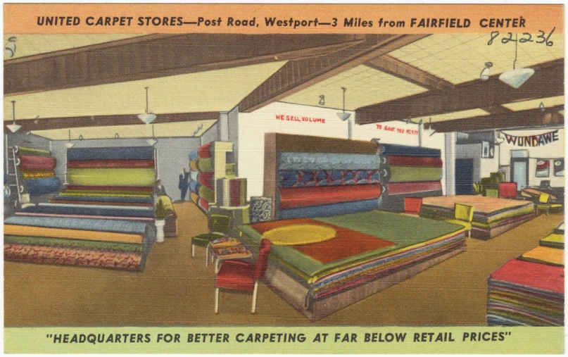 a picture of a carpet store showing the various carpets