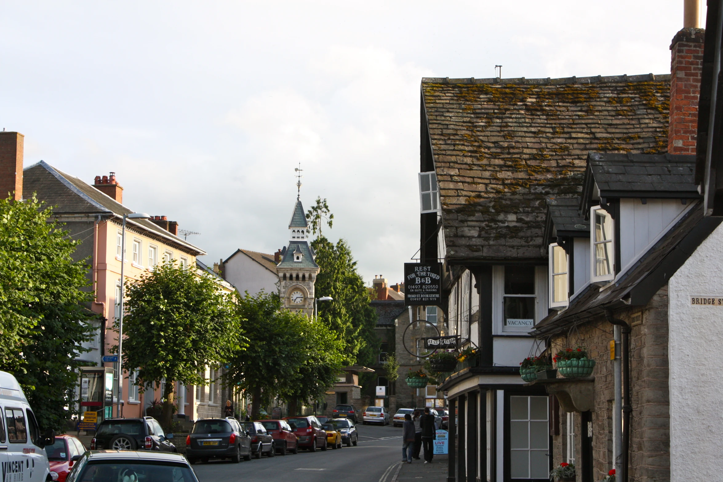 the town has many buildings on the road