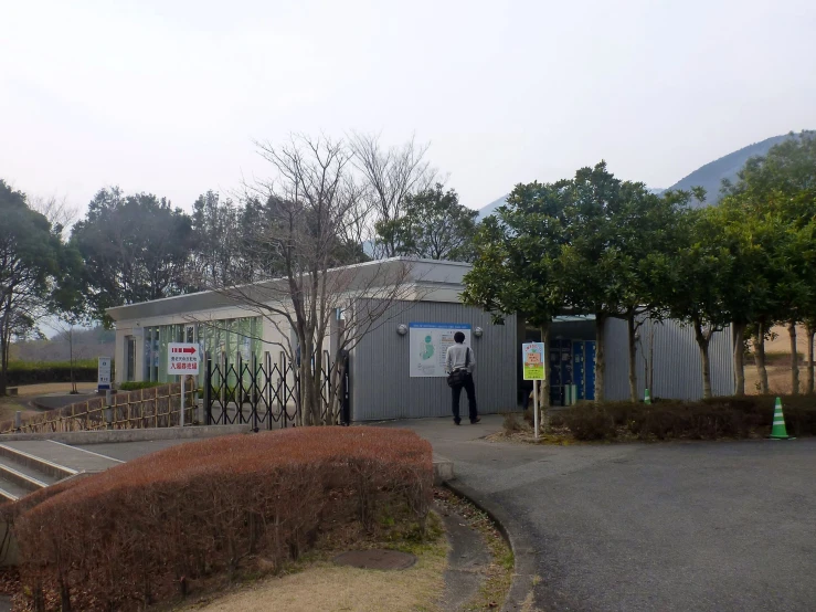 an outside view of some plants and some trees