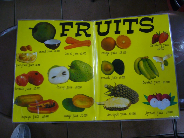 a book on fruits written in a foreign language