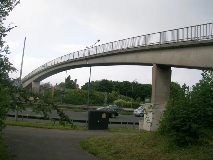 a bridge above a street is overpassed