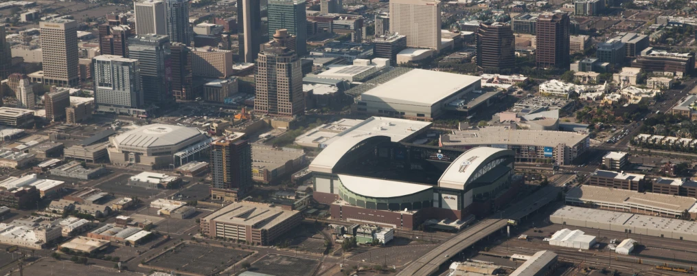 an aerial view of a city from above