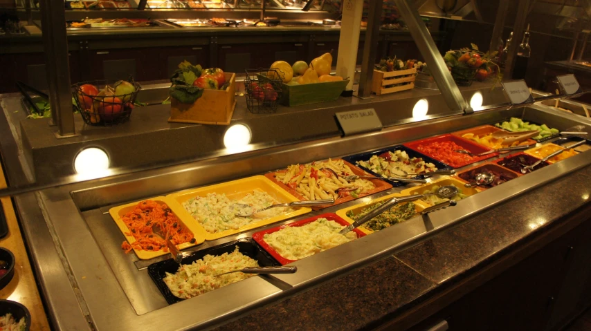 different types of food are on display in a store