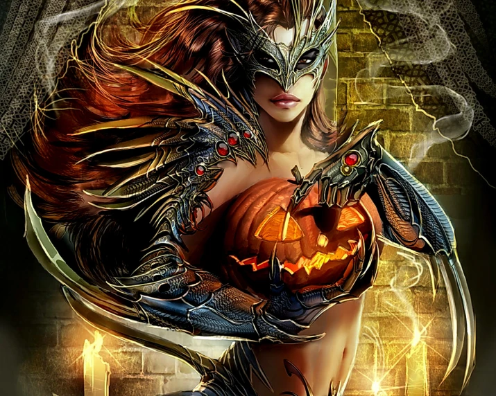the cover to a digital painting book, which includes a girl with an evil mask