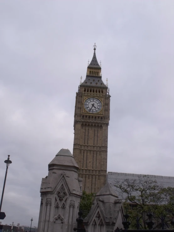 big ben with the clock above it on a cloudy day