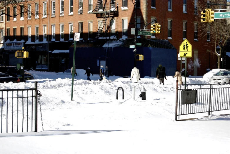 the parking lot outside of a building in winter