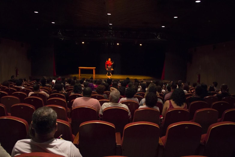 a man in an auditorium is presenting a lecture