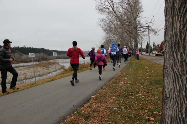 a group of people who are walking on a path