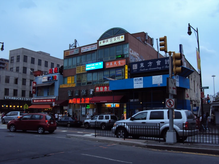 a building that is in the middle of a street