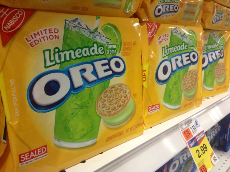 bags of oreo oatmeal are displayed on the shelves