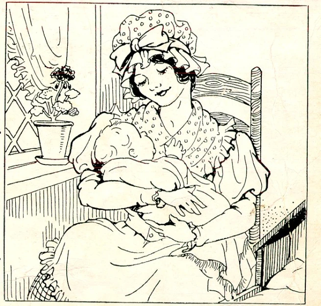 a lady with her child is reading a book