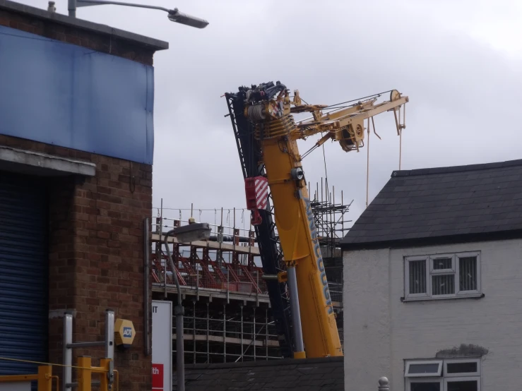 craned up to allow people to work on the roof