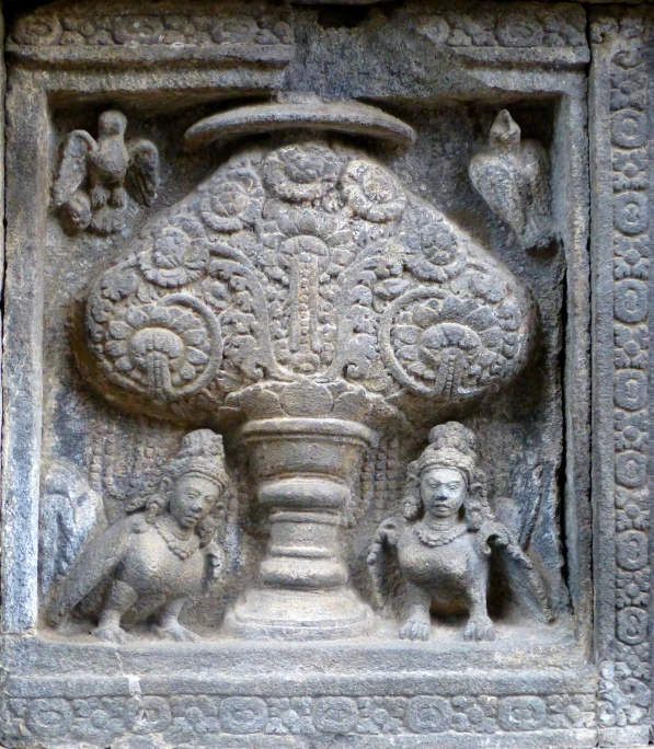 a carving in the stone of an elephant