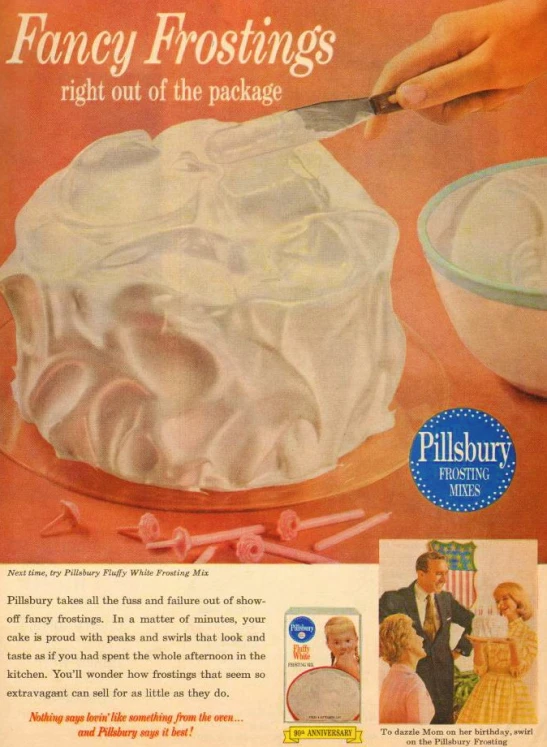 an ad for pastry making cream with white frosting on top