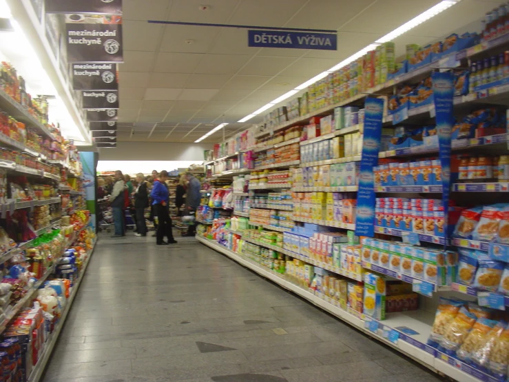 a grocery store aisle in the aisles with lots of food