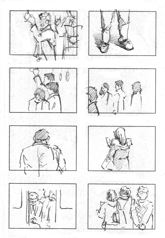 the storyboard shows the different positions in each character