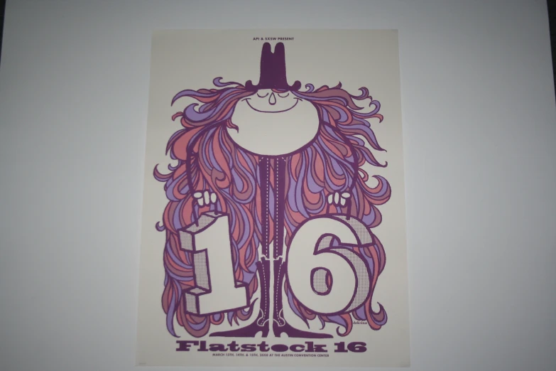 a poster featuring a colorful graphic of a woman's number six