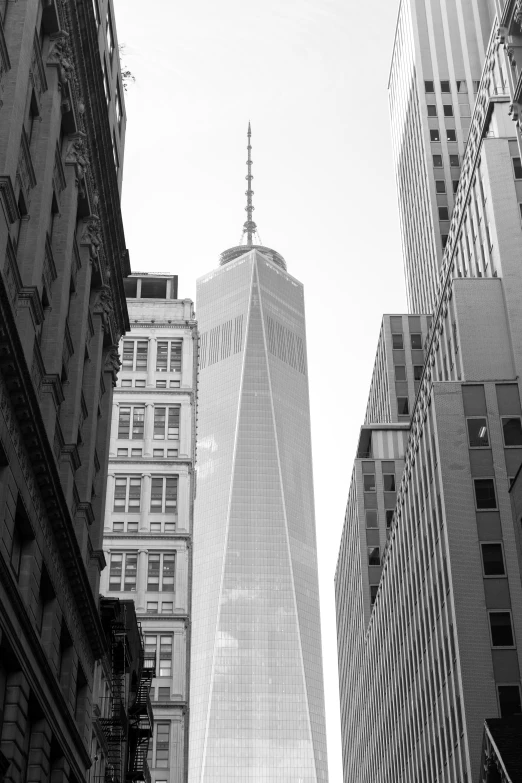 black and white po of one world trade center