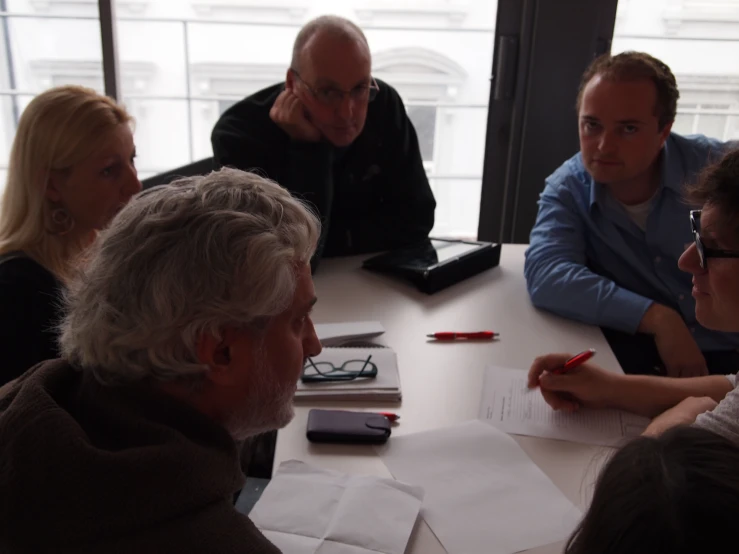 a group of people at a table