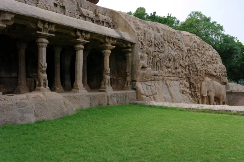 two ancient building's on display next to each other