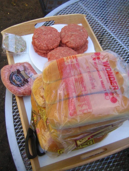 food items on a serving tray outside