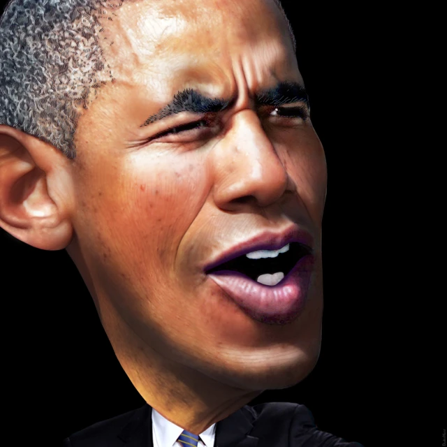 an obama cartoon with a fake mouth
