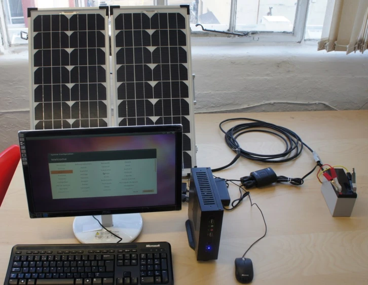 an image of desktop computer set up on desk