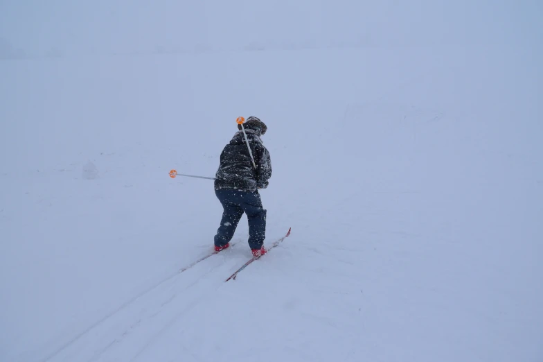 man is cross country skiing on snowy ground